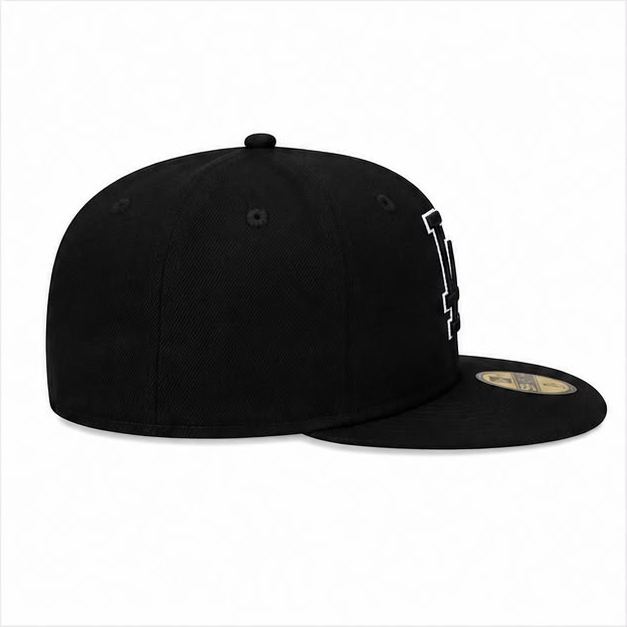 Casquette 59FIFTY Fitted MLB LA Black White Outline